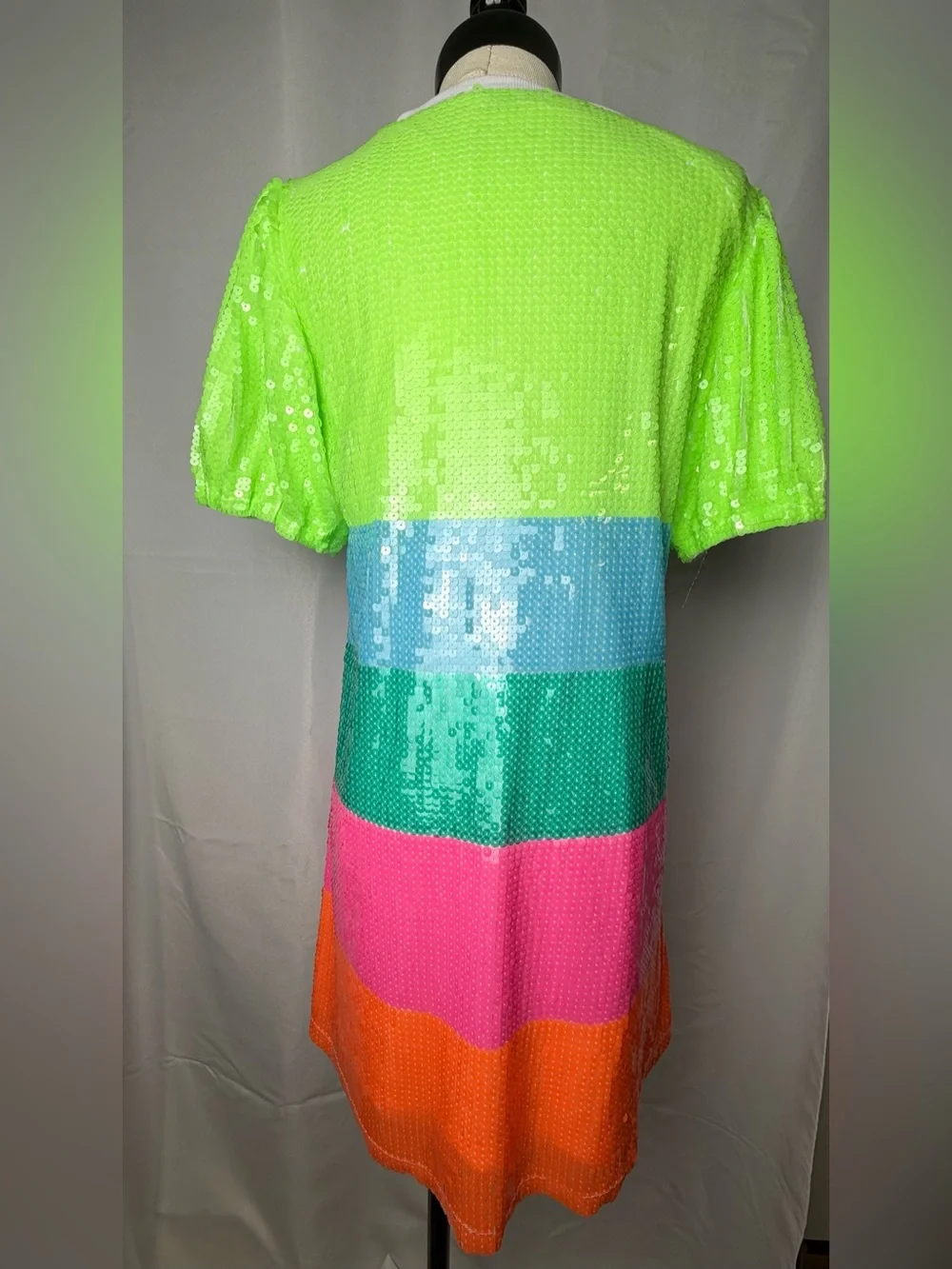 WHY Dress It’s My Birthday Rainbow Sequin Shift Dress Size Small Party Vegas.